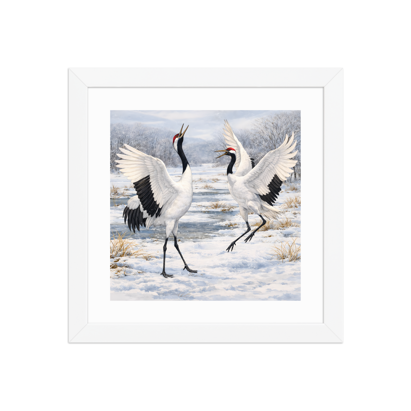 Framed Red-crowned Crane Art Print